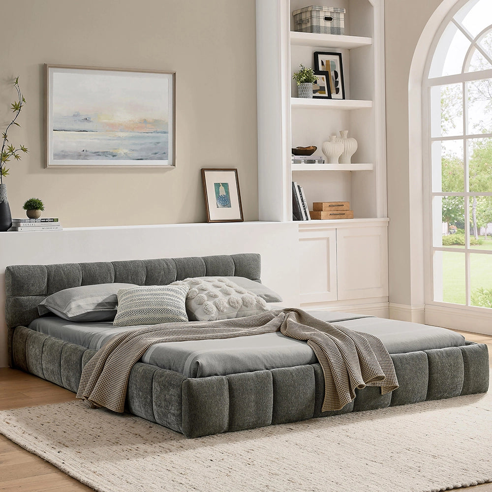 Letto 140x200cm?- Xylo - chenille quadretti grigio