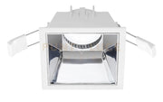 GFA624- FARETTO DA INCASSO BIANCO OPACO E CROMO 1 LUCE ATTACCO GU10 QUADRATO 9CM