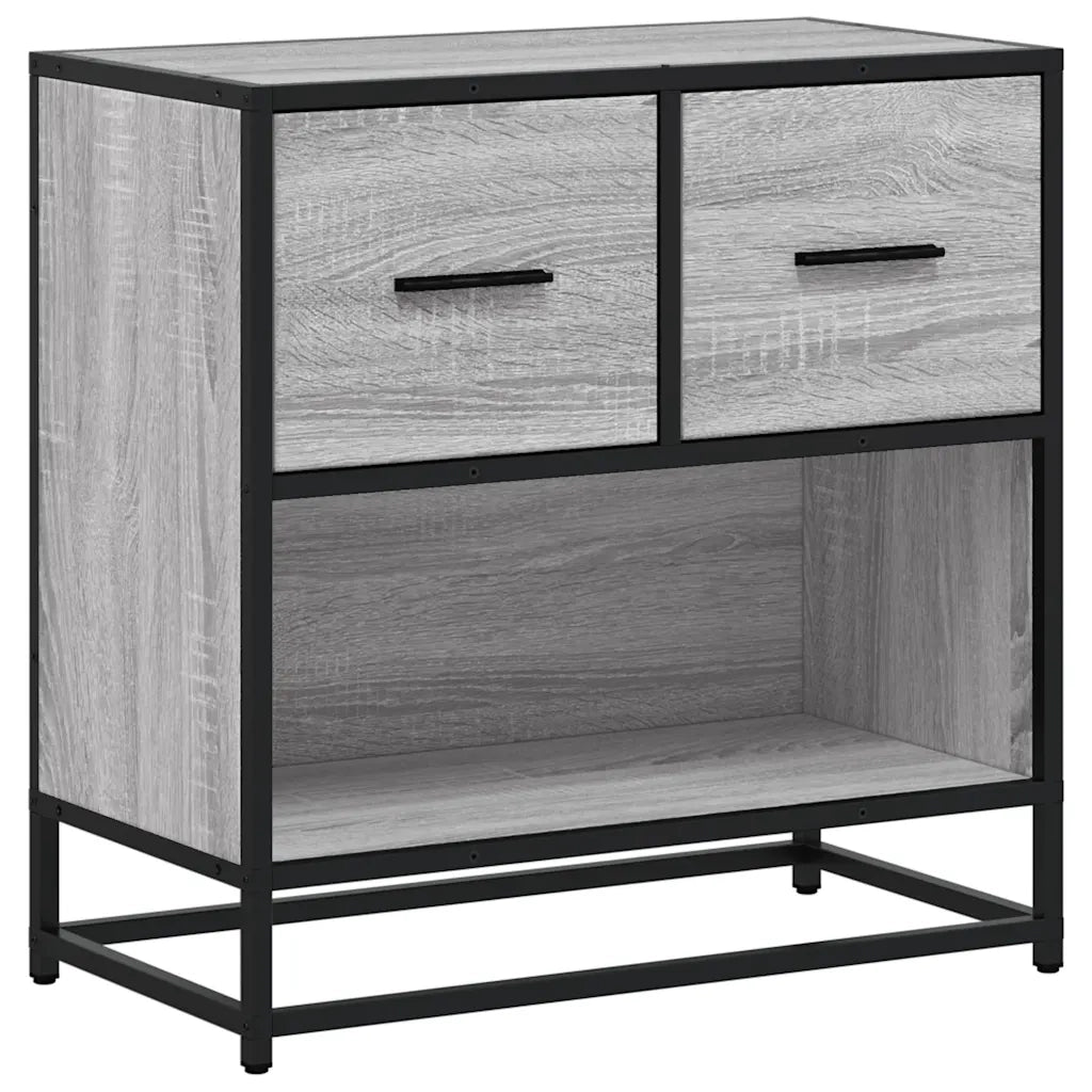 Comodino-Tavolino da notte Grigio Sonoma 60x31x60 cm Legno Multistrato e Metallo