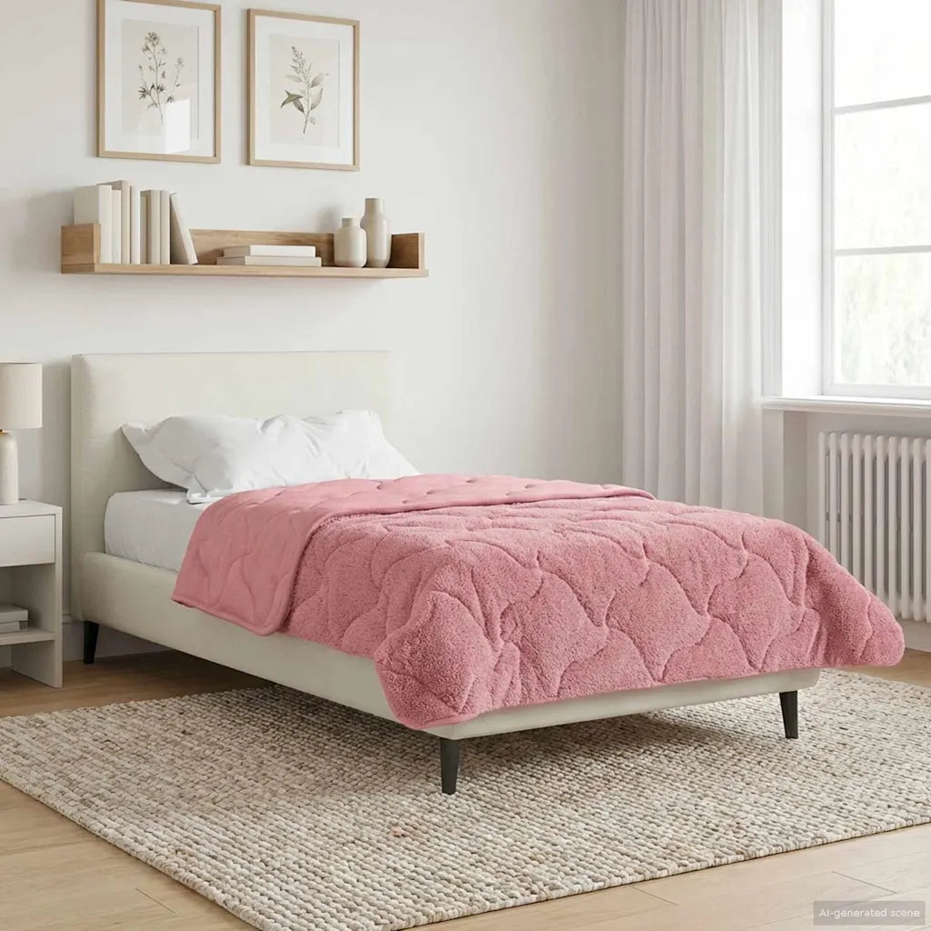 Piumone | Duvet Estivo Rosa 155 x 200 cm Microfibra e Fleece Teddy