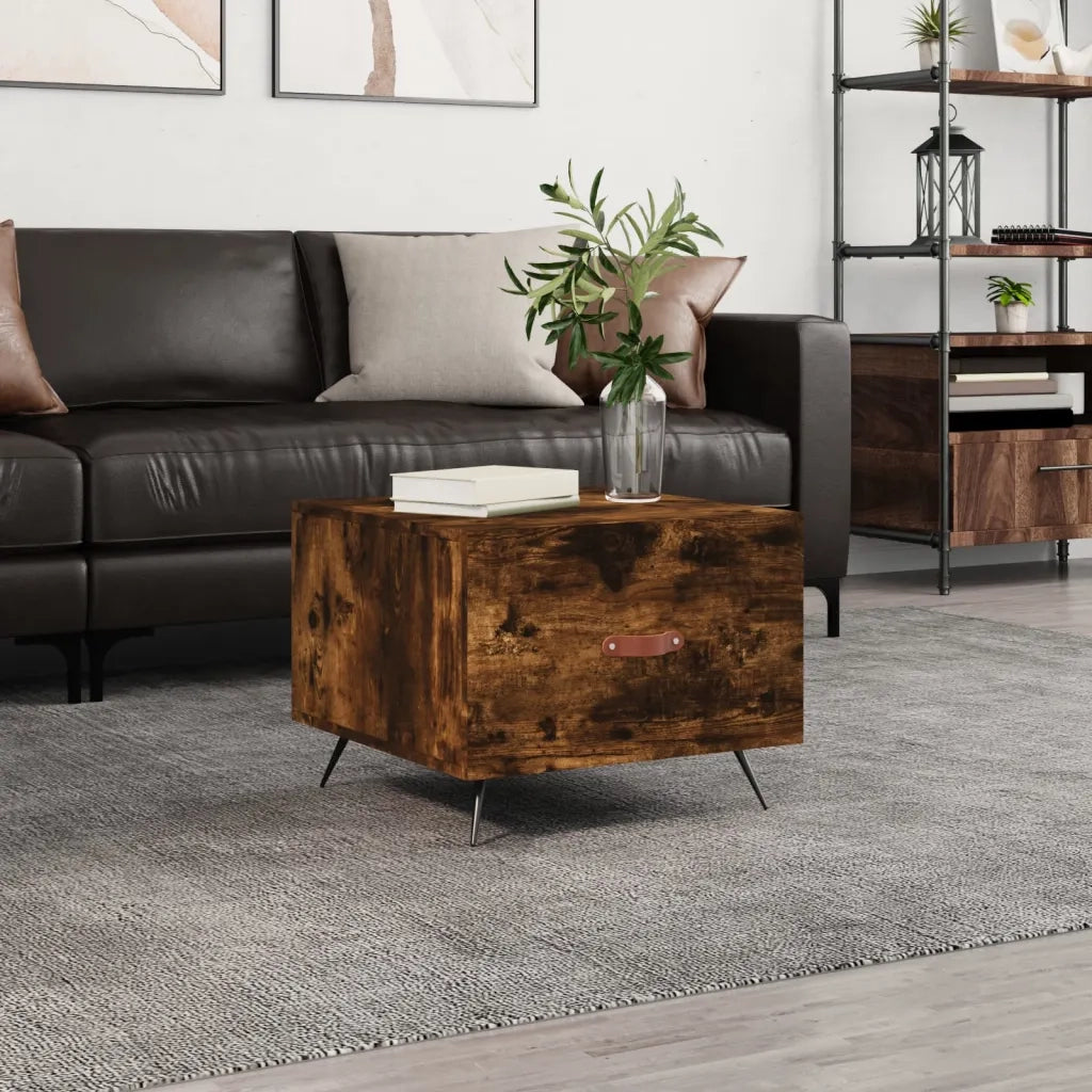 Tavolino da Salotto-Tavolino da soggiorno-Tavolo Rovere Fumo 50x50x40 cm Legno Multistrato 461915