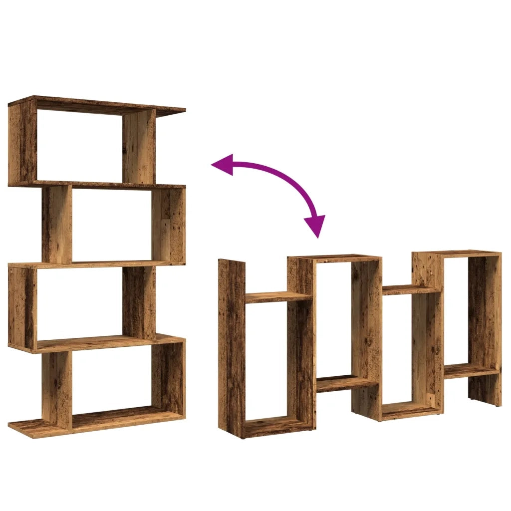 Libreria 4 Ripiani-Scaffale per Libri-Mobile di Stoccaggio Legno Vecchio 70x24x129 cm in Truciolato