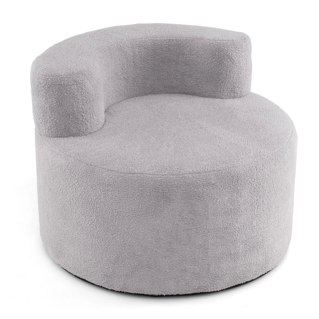 Poltrona pouf a sacco sedia singola da pavimento a forma di luna, Poltrona divano rotondo senza struttura per lettura Grigio-Divani da terra