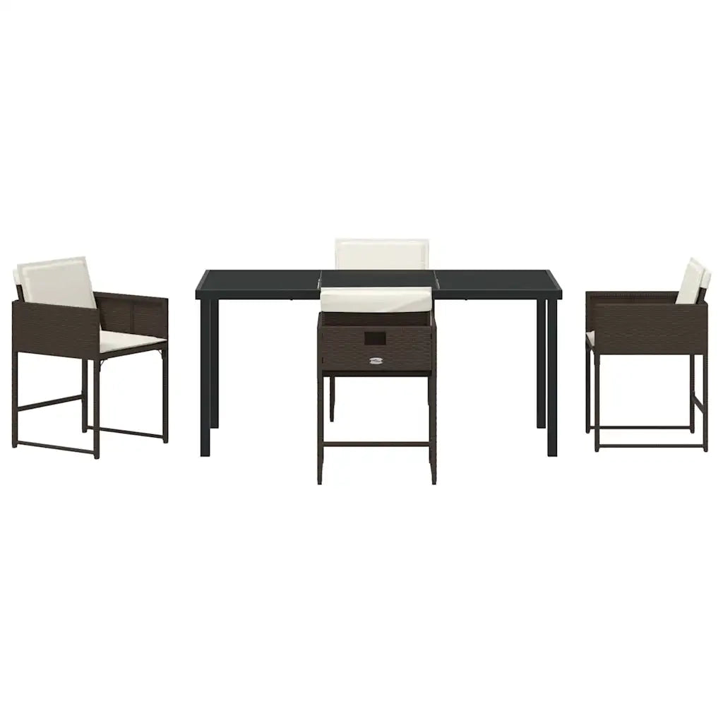 Set da Pranzo per Giardino 5 pcs Marrone polyrattan