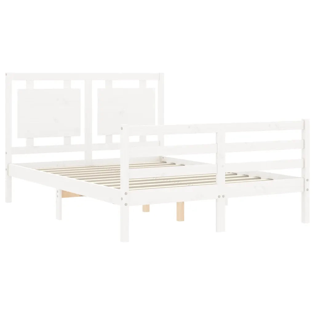 Giroletto con Testiera-Struttura Letto con testiera Bianco 120x200 cm in Legno Massello 156708