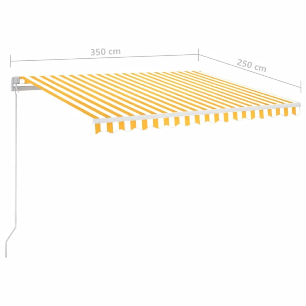 Tenda da Sole Retrattile Manuale LED-Tenda parasole per Patio 350x250 cm Gialla e Bianca 200742