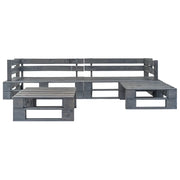 Set Divani da Giardino con Pallet 4 pz | Set Salotto da Giardino in Legno Grigio