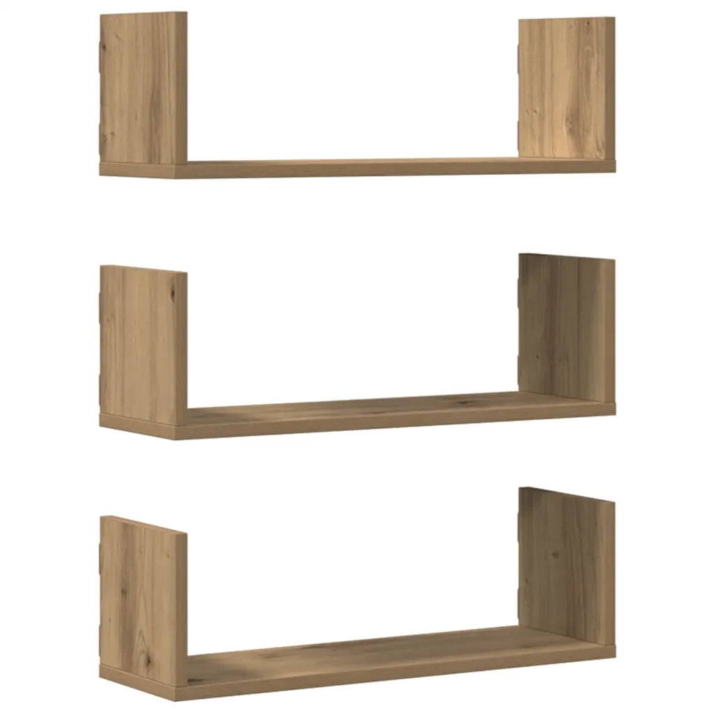 vidaXL Mensole Parete 3pz Rovere Artigianale 58x18x18 cm in Truciolato