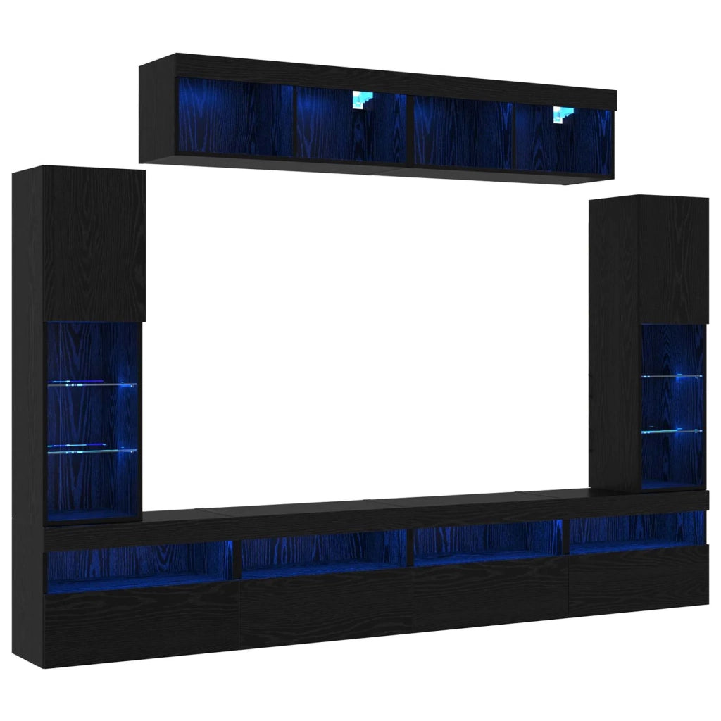 Set mobile TV 6 pcs Rovere nero Legno multistrato 3334382