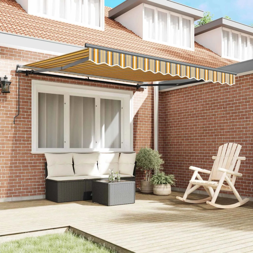 Tenda retrattile-Tenda parasole per balcone Multicolore 350 x 250 cm Poliestere e Acciaio 216770