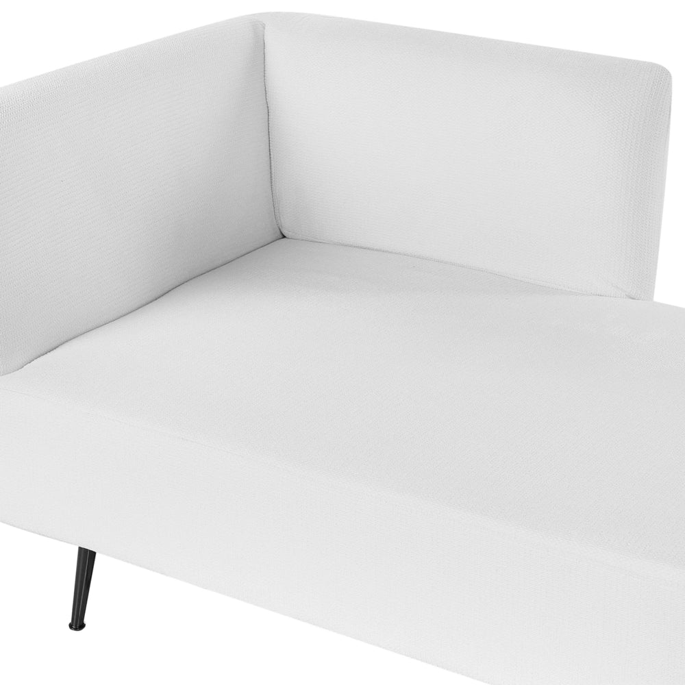 Chaise Lounge Bianco Sinistra in tessuto poliestere con cuscini decorativi Gambe in metallo Soggiorno di design moderno