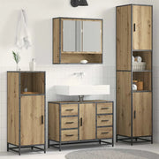 Set di mobili per il bagno con porta 3 pcs Rovere artigianale 3402486