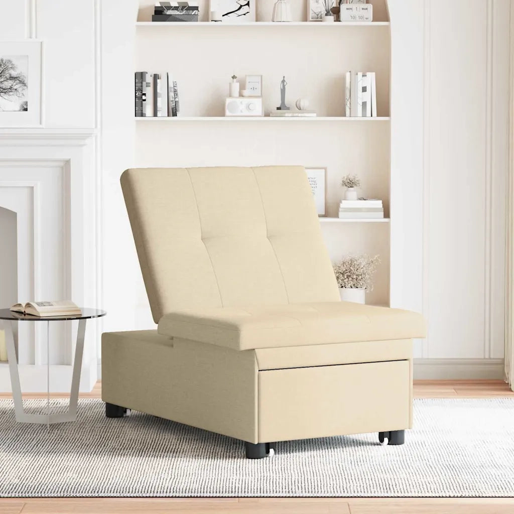Divano Letto Estraibile-Sofa Letto-Daybed Crema 194 x 50 x 82 cm Legno compensato