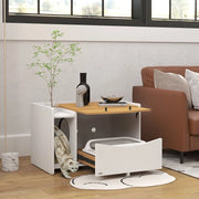 Mobile lettiera per gatti con vano estraibile, design armadio, rovere/bianco, 78 x 50 x 51 cm