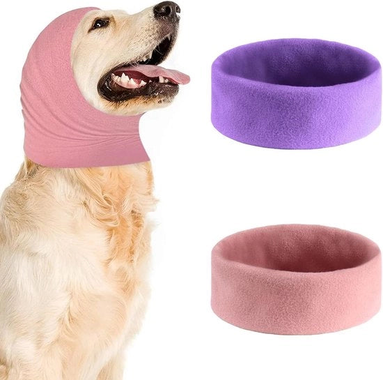 Due pezzi di protettori orecchie per cani caldi per il collo e le orecchie, protezione acustica per animali domestici, cani e gatti, cappuccio per cani per ridurre l'ansia e aiutare a calmare.