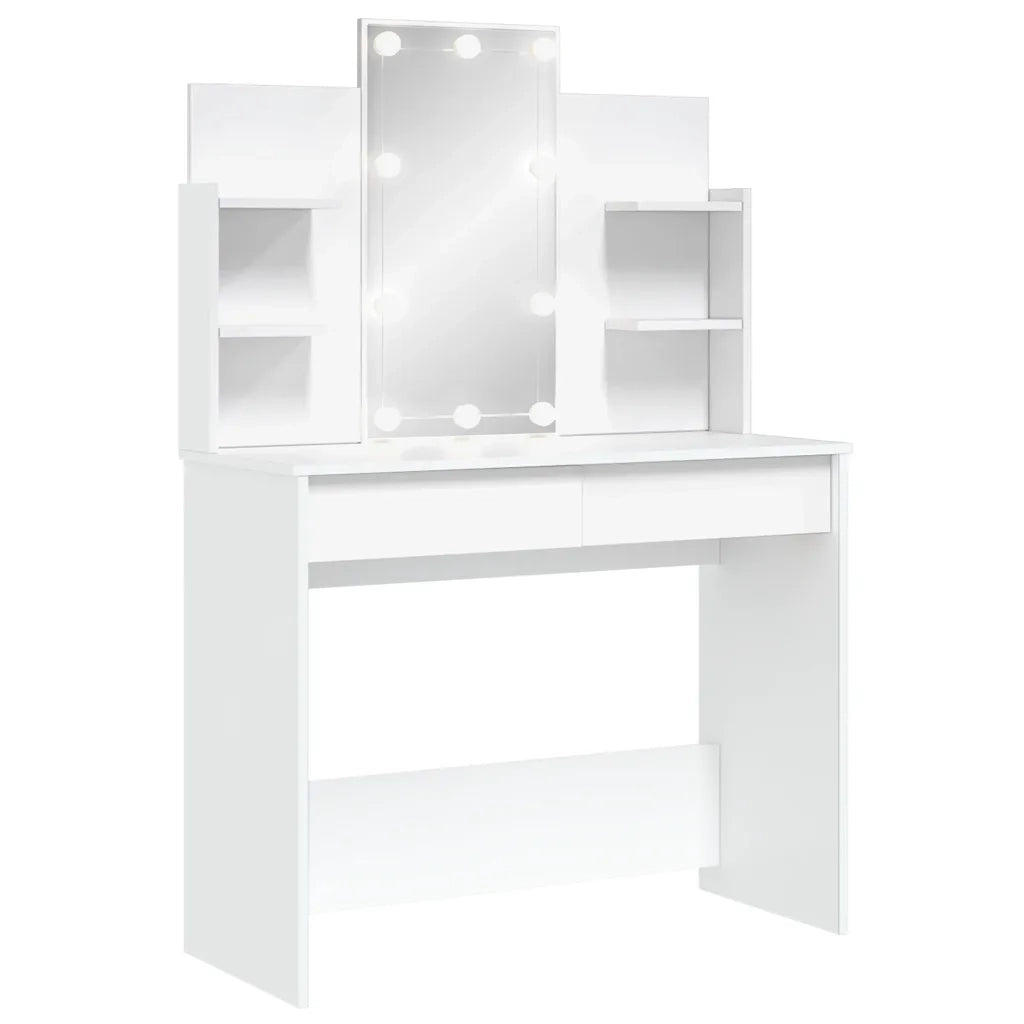 Toeletta | Tavolo da Trucco con Luci LED Bianco 96x40x142 cm