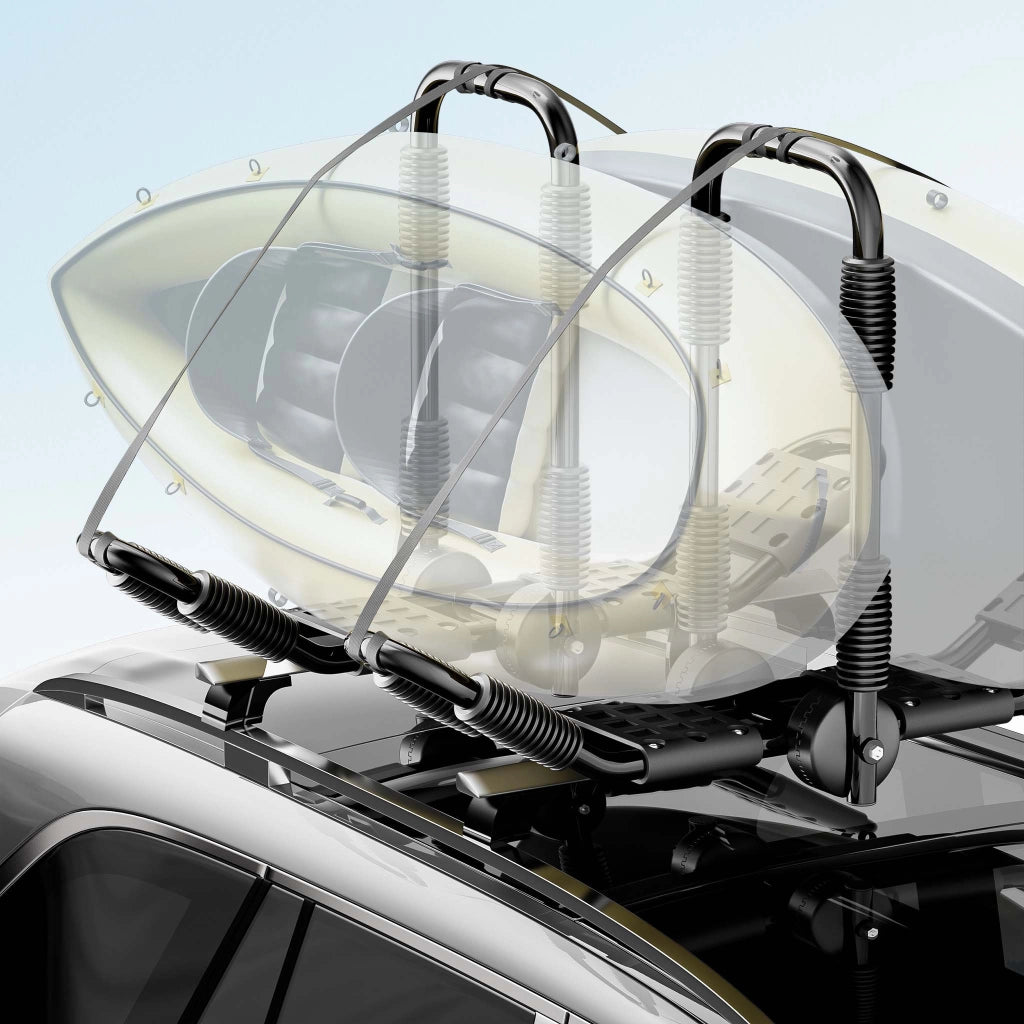 Porta kayak da auto a forma di J 2 pz. Ripiegabili In alluminio Porta canoa/kayak Cinghie incl.