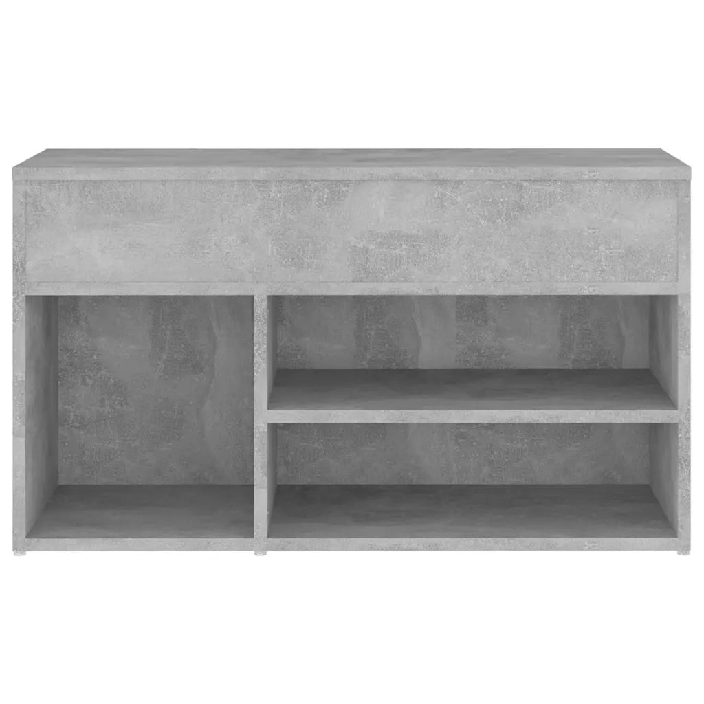 Panca Portascarpe-Sgabello-Panca Scarpiera Grigio Cemento 80x30x45 cm in Truciolato