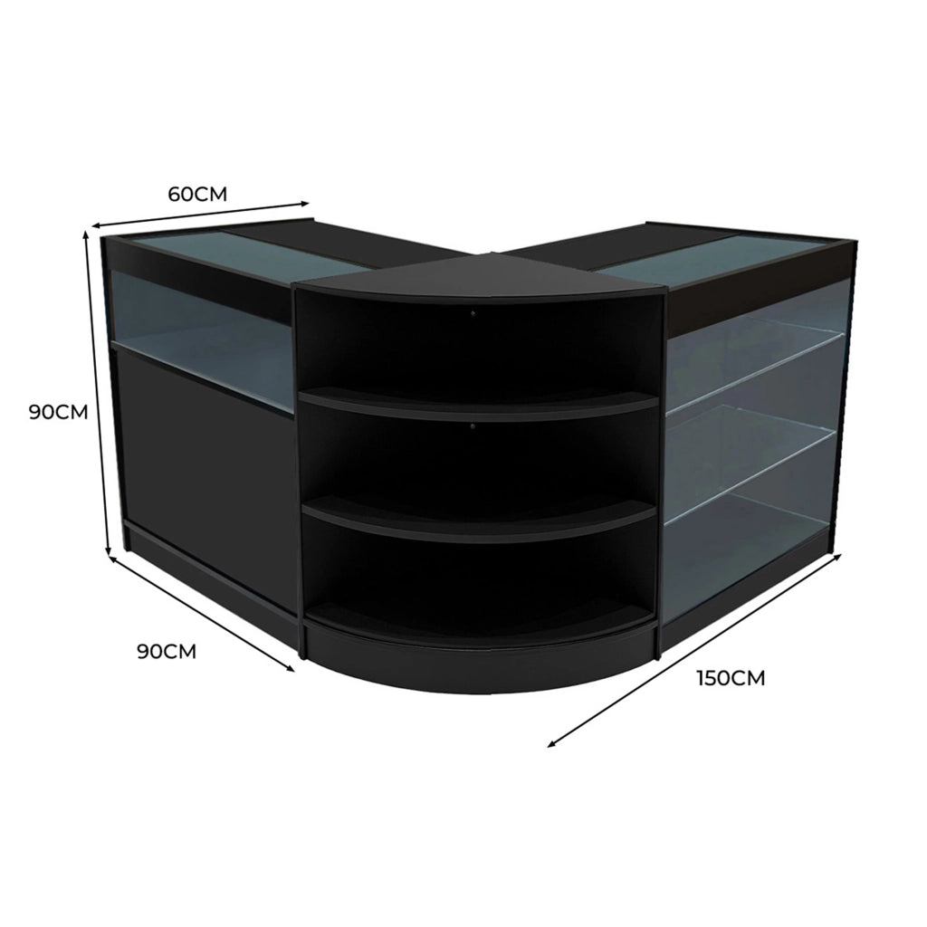 Set Banconi LED Nero Demeter K900 B900 LM60 Vetrina Negozio con Serratura