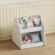 Scaffale per bambini con ruote, libreria bifacciale a 4 ripiani, bianco, 54 x 50 x 56 cm