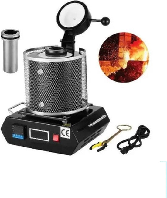 Fornello elettrosmaltato - Capacità 3KG - Fornello per smaltare metalli - Elettrosmaltato - Set per smaltatura dell'oro - Fornello a grafite - Nero