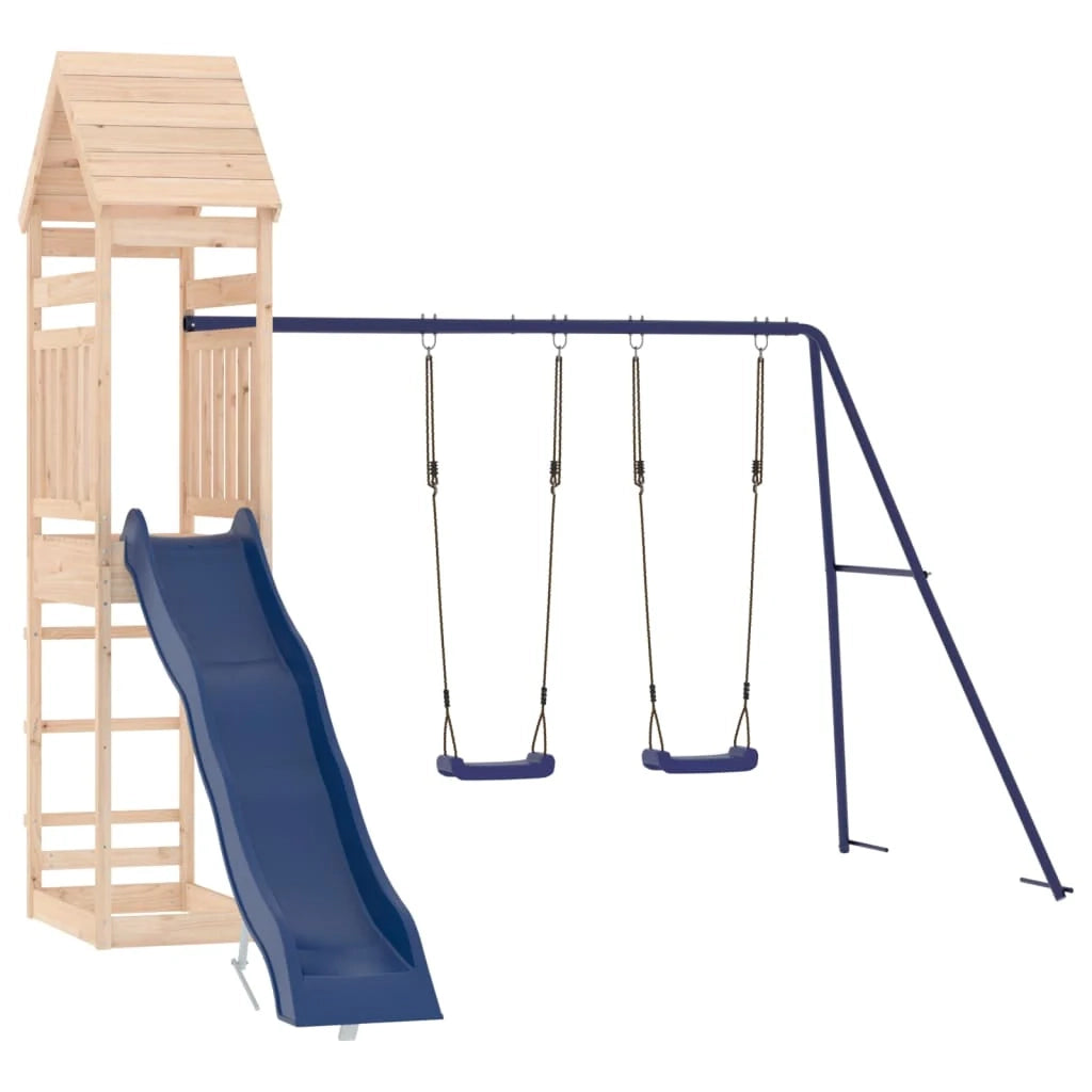 Altalene per parco giochi all'aperto scivolo altalene robuste giochi da giardino 315 x 373 x 264 cm legno di pino massiccio 02_0004940