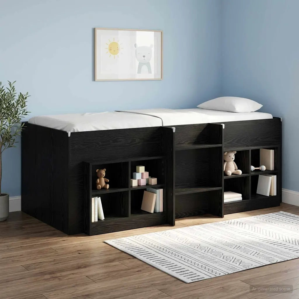 Letto Alto per Bambini 2 pcs Rovere Nero 203 x 101,1 x 68,5 cm