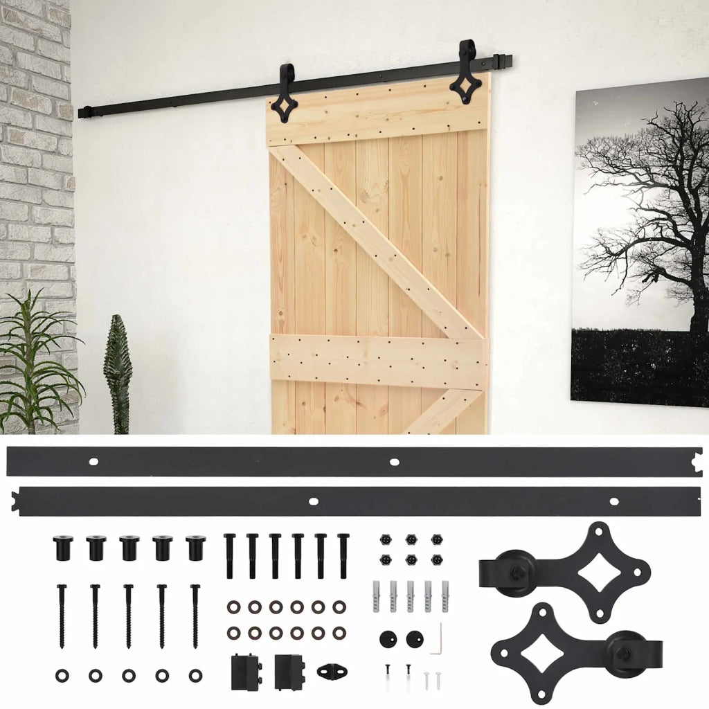 Porta scorrevole Naturale e Nero 80 x 210 cm 3444852