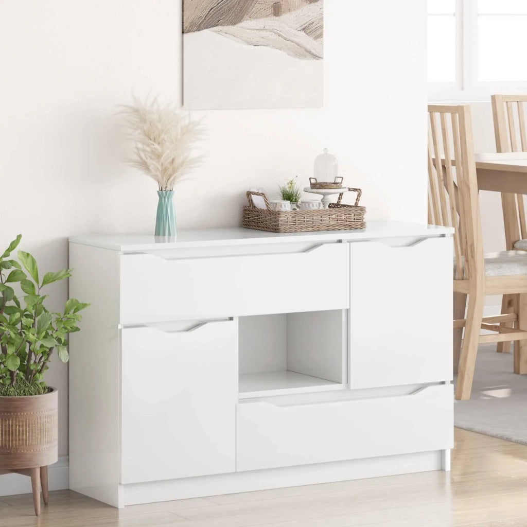 Credenza Bianco Lucido 100 x 30 x 65,6 Legno multistrato 888791