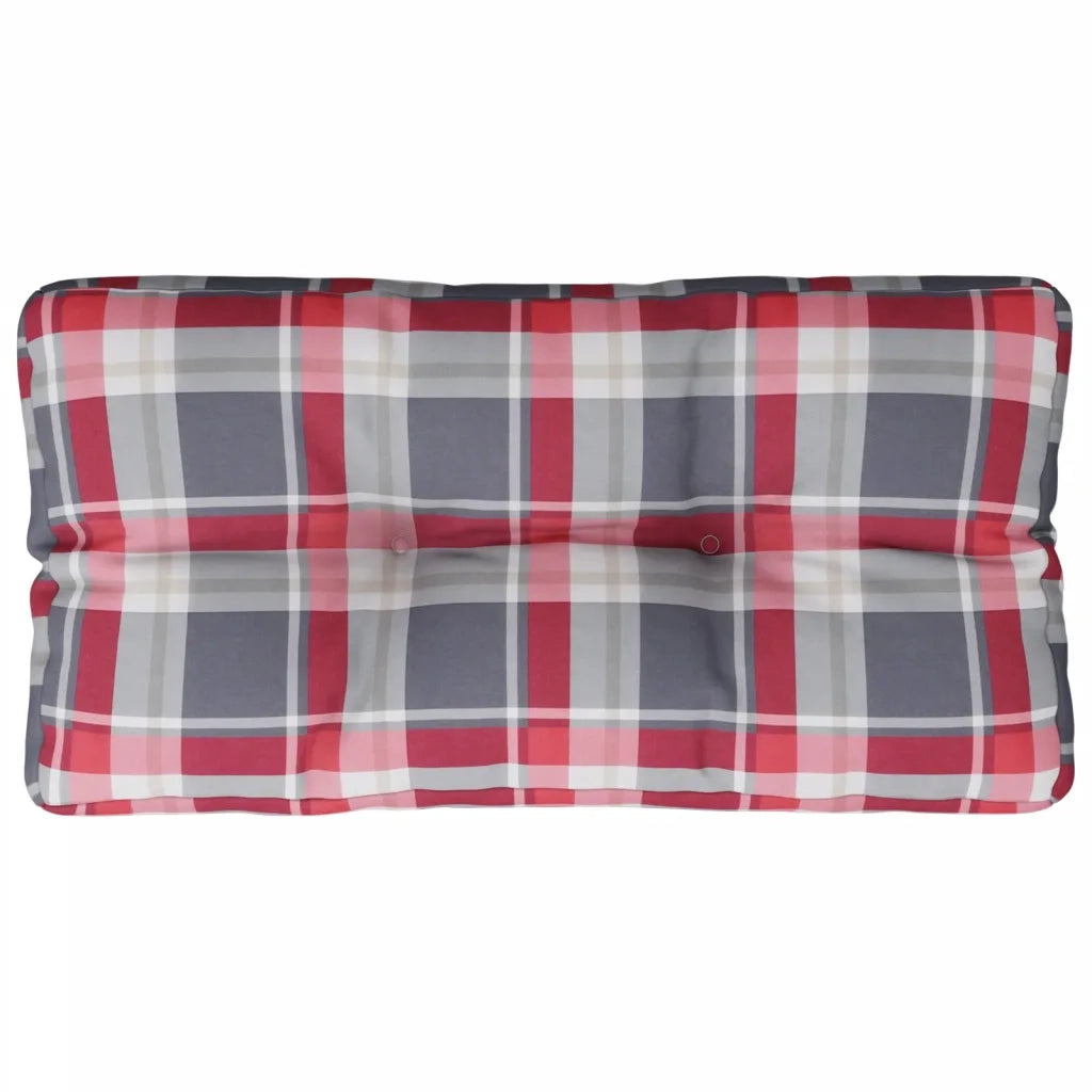 Cuscino per Pallet a Quadri Rossi 80x40x12 cm in Tessuto 360614