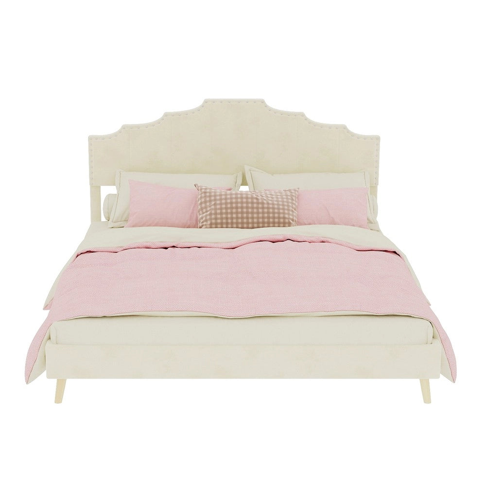 Letto Contenitore Imbottito ¨C MINIMAL ¨C Beige 160x200 con Materasso