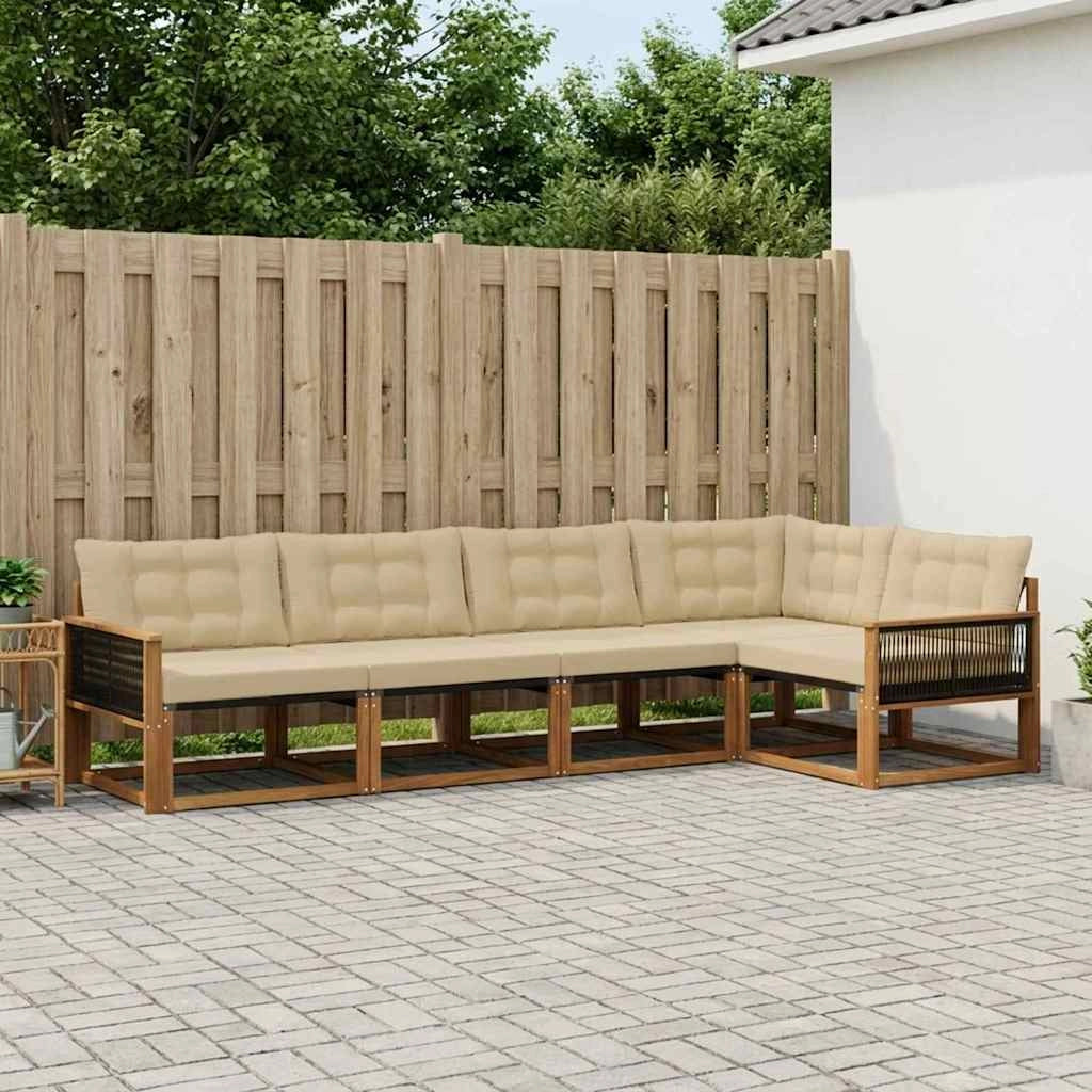 Set di divani da esterno 5 pz Naturale e Beige 3381425