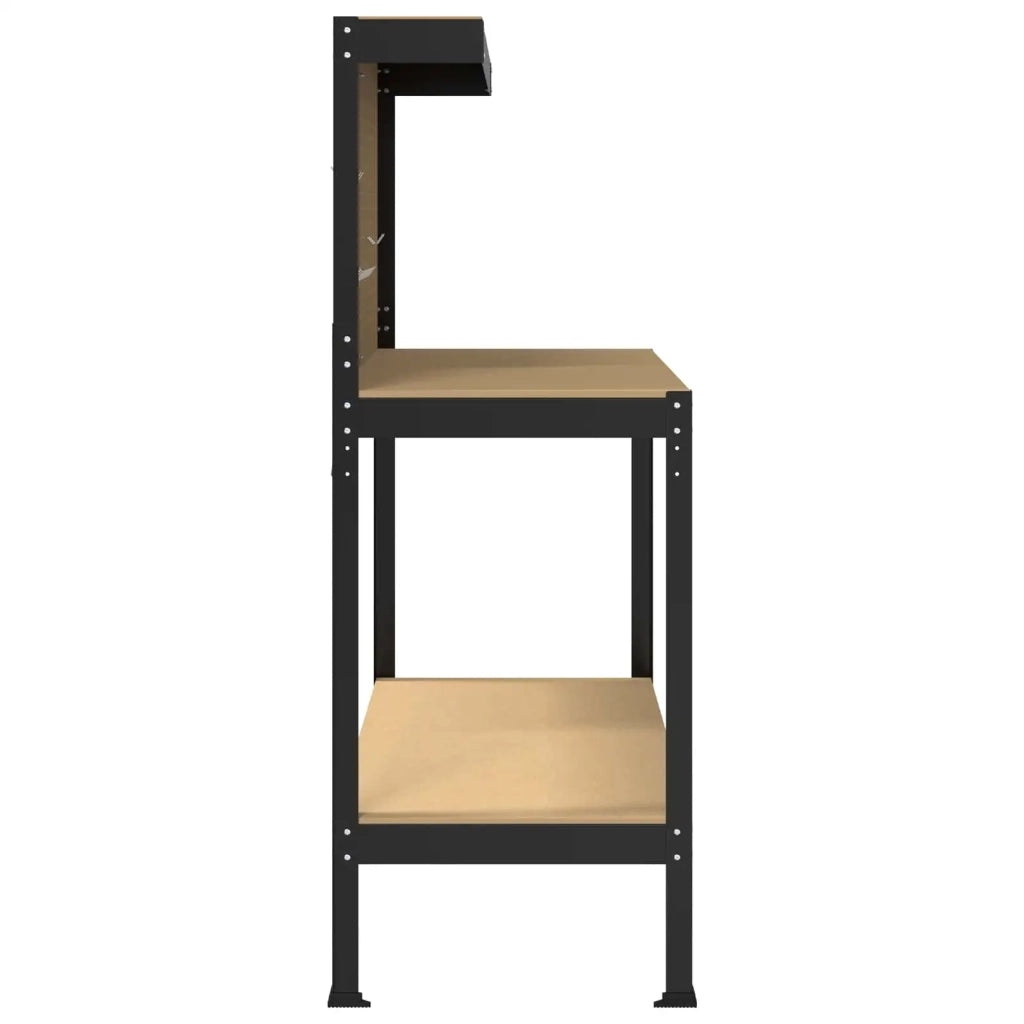 Banco da lavoro con lo scaffale Nero 114 x 54 x 145 cm CFW1397382