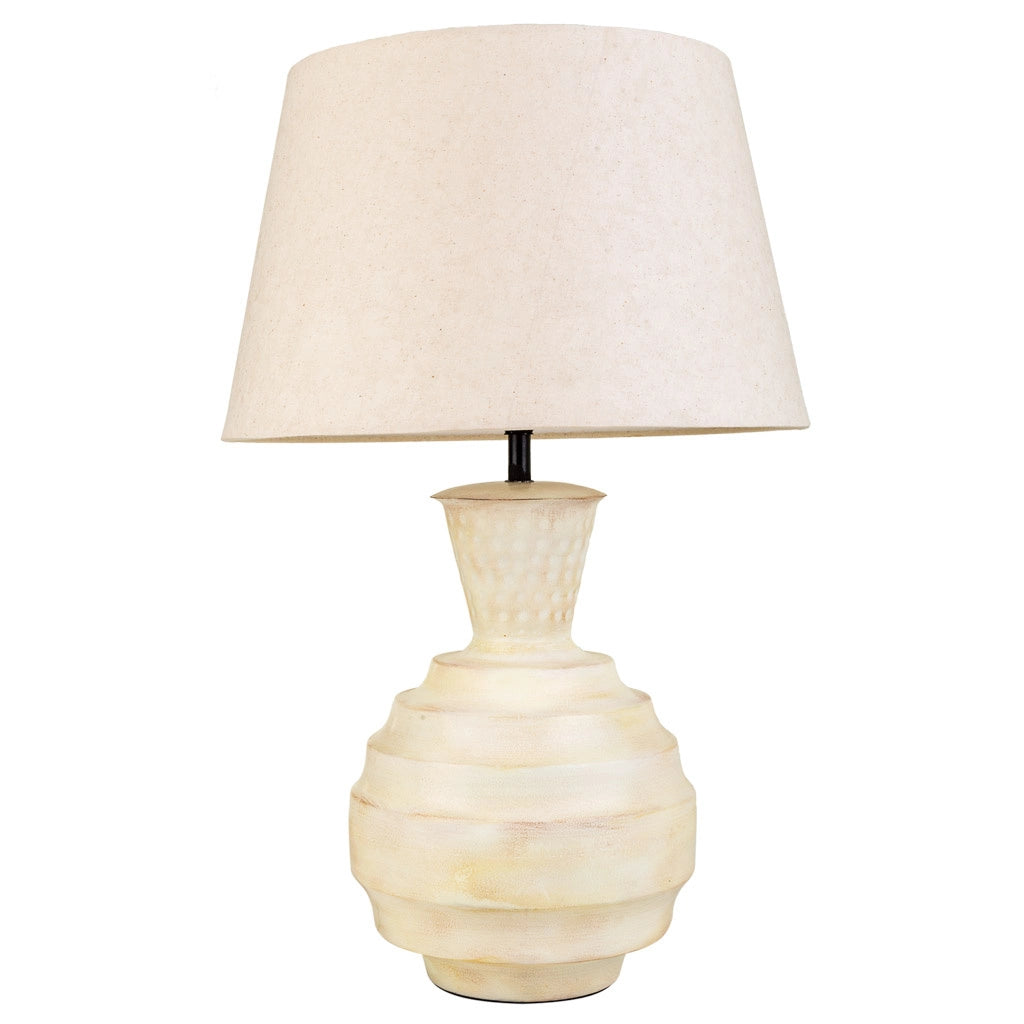 Lampada da tavolo in metallo crema 25x25x63h