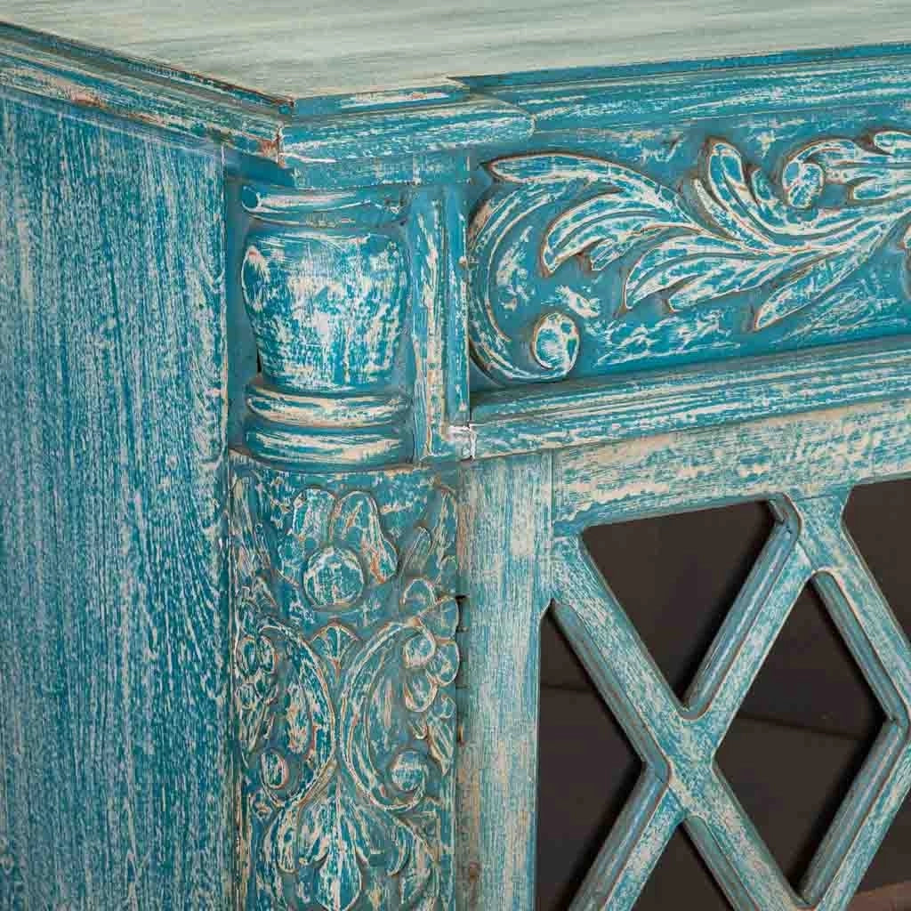 Credenza in legno blu 148x44x100