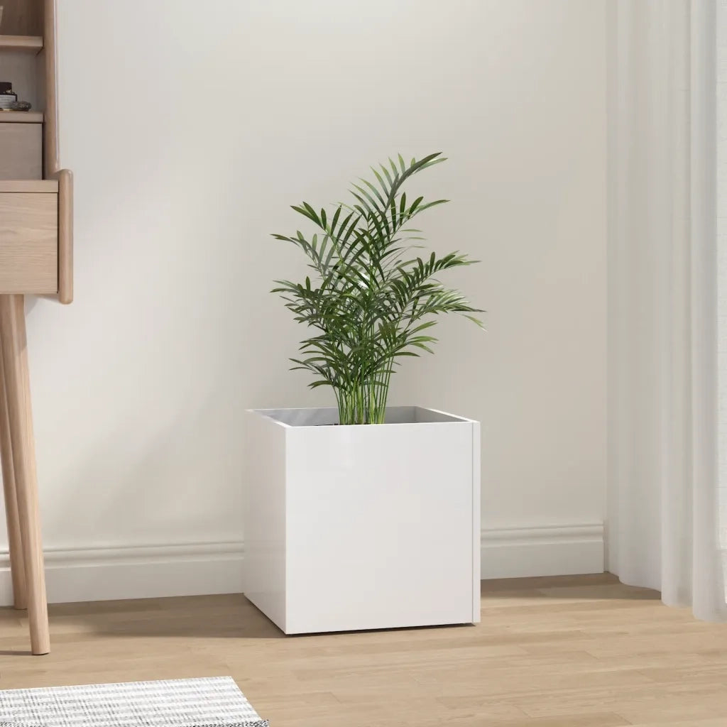 Fioriera-Vaso-Contenitore per Piante Bianco Lucido 40x40x40 cm in Legno Multistrato