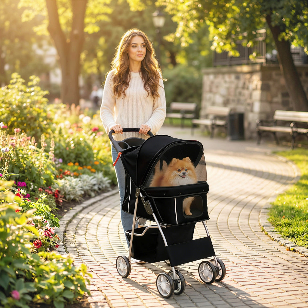 Carrello per Cani Pieghevole ¨C Zephmum ¨C 77x44x102 cm Nero