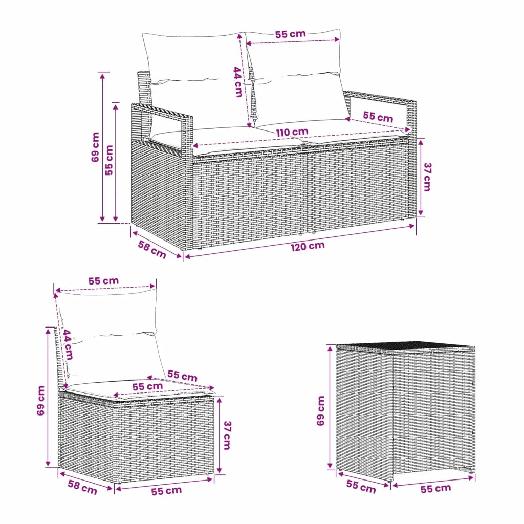 Set di divani 7 pz Beige e Grigio Chiaro 3448729