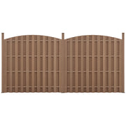 Set di 2 pezzi di recinzione barriera privacy frangivento in legno composito wpc arrotondato semicerchio marrone 185 x 376 cm 03_0006592