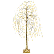 Albero di Natale artificiale in PVC oro 180 cm preilluminato con luci LED per esterni e interni in stile scandinavo