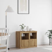 Armadi Laterali con Luci LED 2 pz Rovere Artigianale 41x37x67 cm
