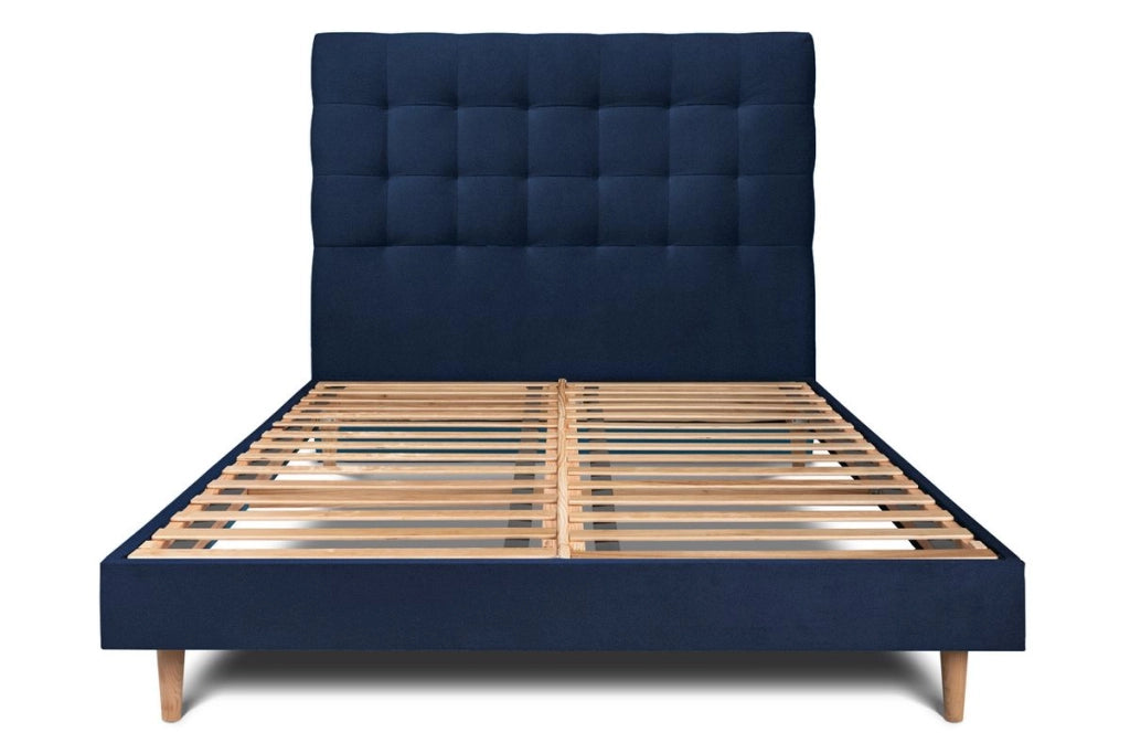 Letto 135x190 cm con testiera imbottita - Tessuto velluto