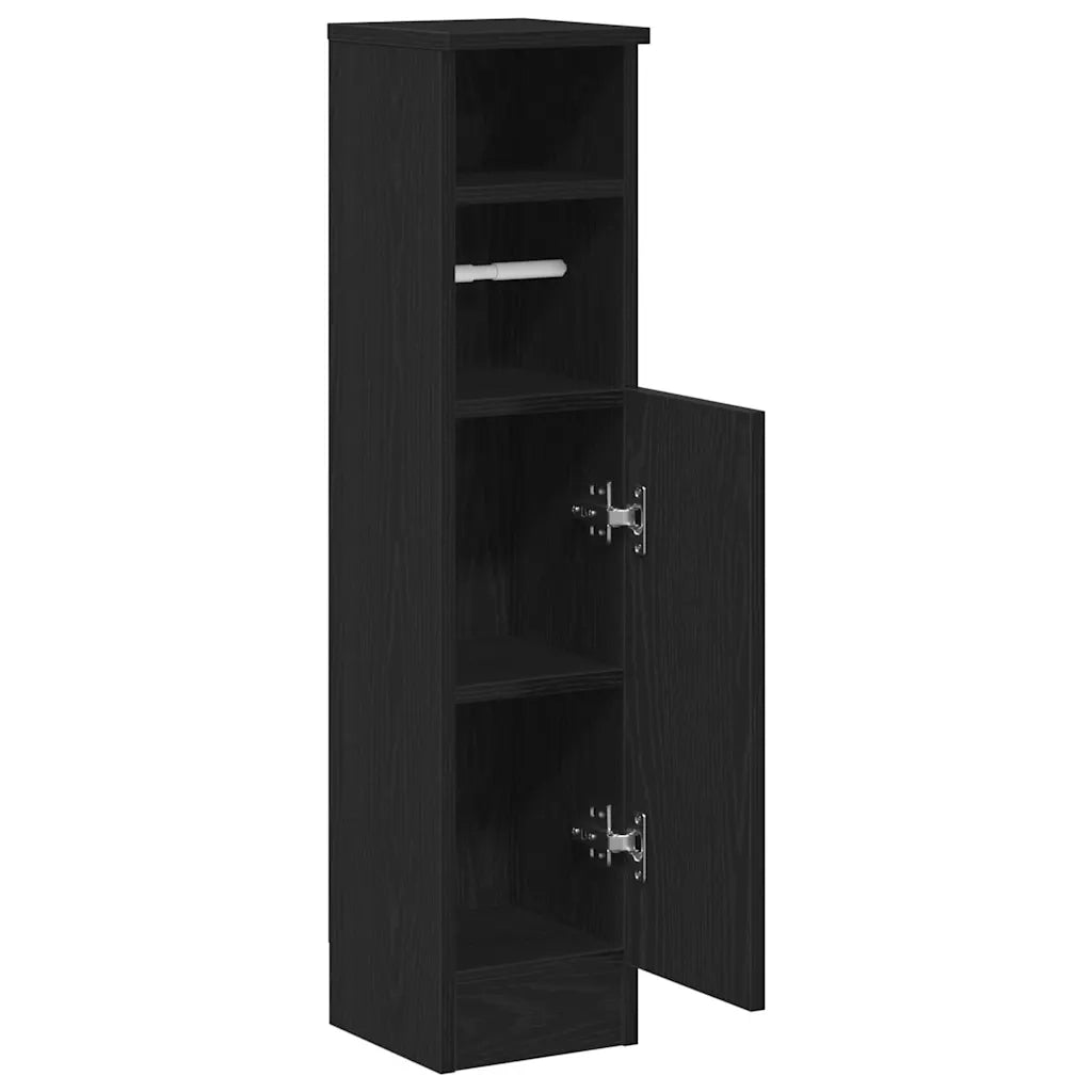 vidaXL Mobile da Bagno con Portarotolo Nero 20,5x22x90 cm