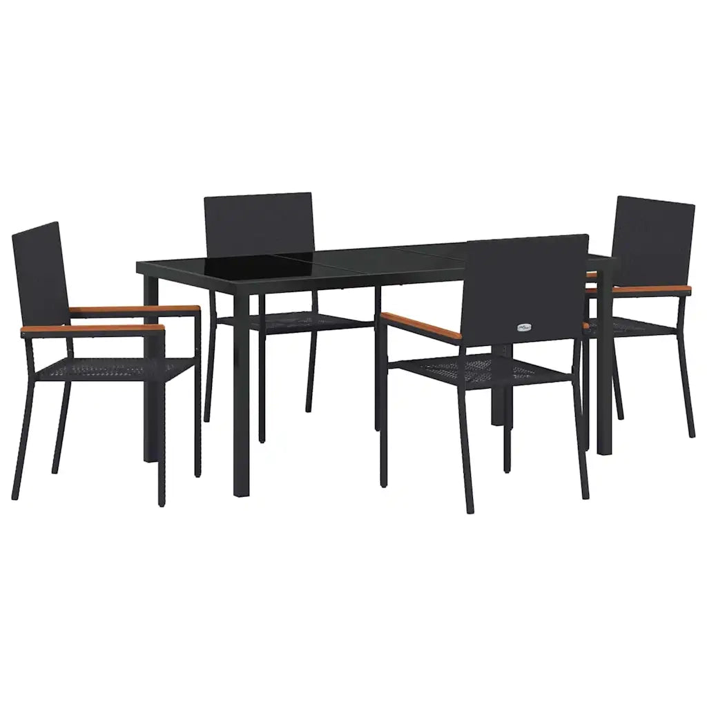 Set da Pranzo per Giardino con cuscino 5 pcs Nero polyrattan 3379705