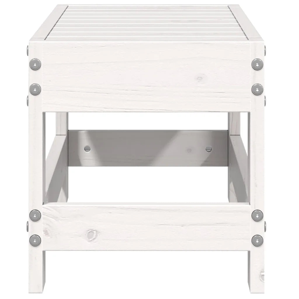 Sedia da giardino-Poggiapiedi da Giardino Bianco 62x30x32 cm Legno Massello Pino