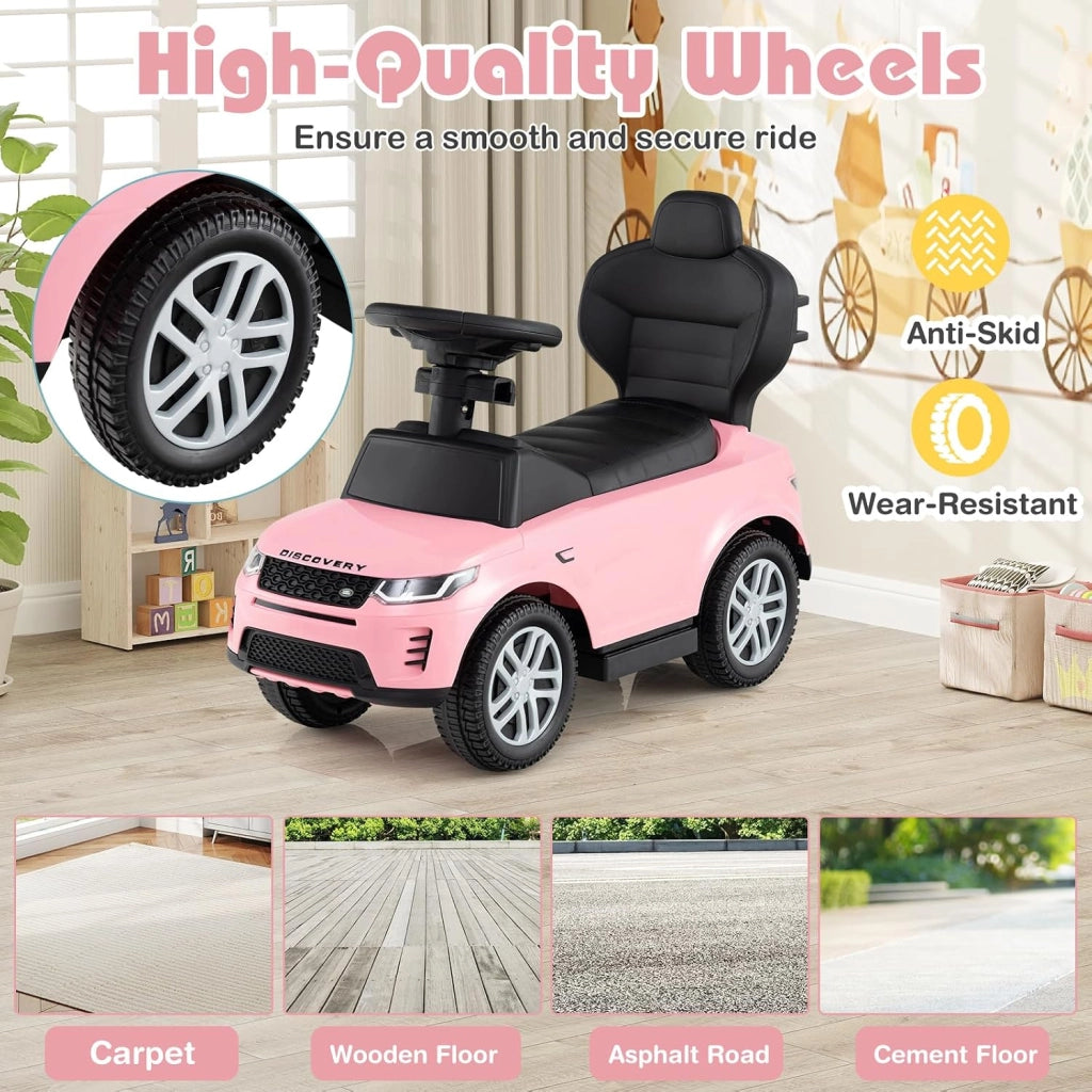 Macchina Cavalcabile per Bambini 1-3 Anni, Cavalcabile Bambino 3 in 1, Pignée Amovibile, Guida Realistica con Volante, Clacson, Musica, Carico 25 kg, Ruote Antiscivolo, Regali Bambini (Rosa)