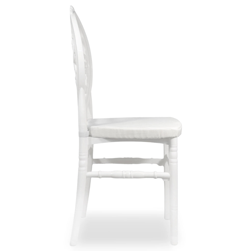 Set da 20 Sedie Venus in Plastica Bianche con cuscino coordinato antiscivolo