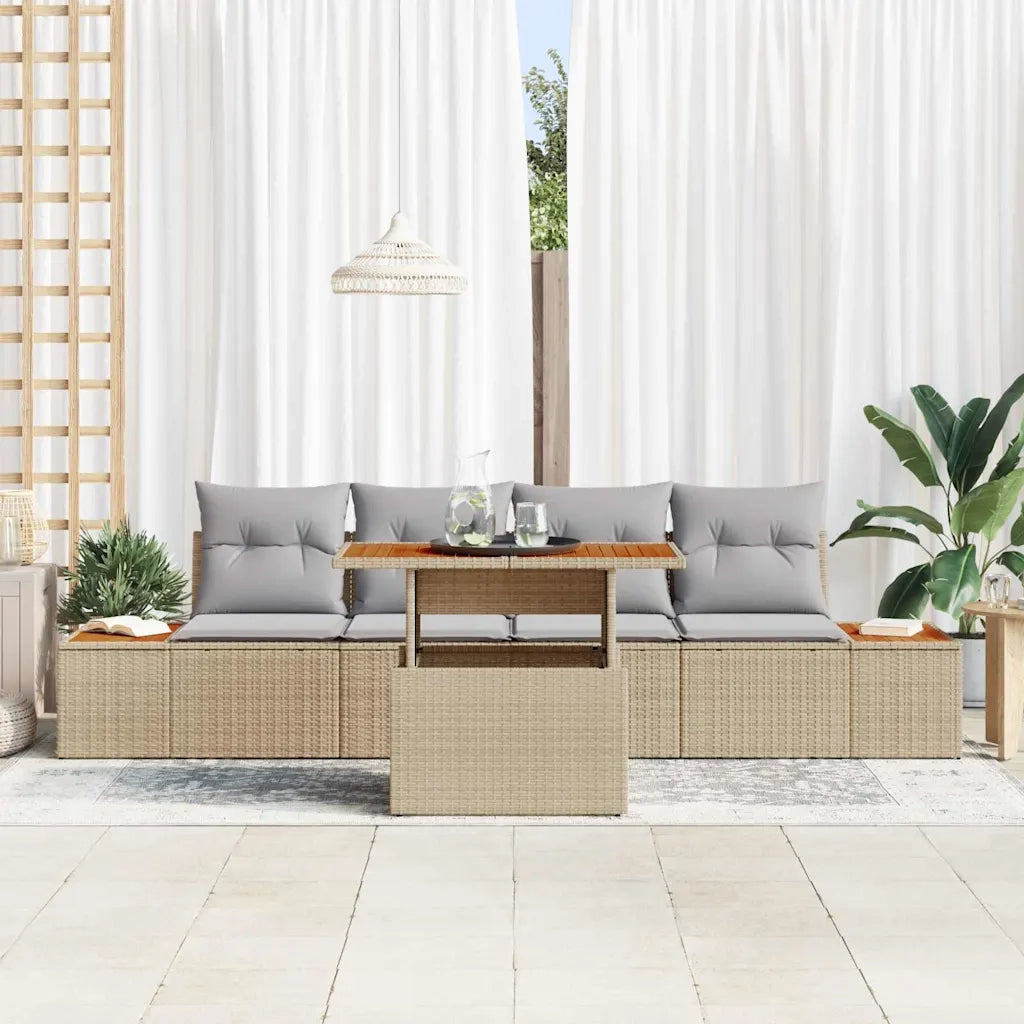 Set Divano da Giardino 5 pcs Beige Poly Rattan 3358759