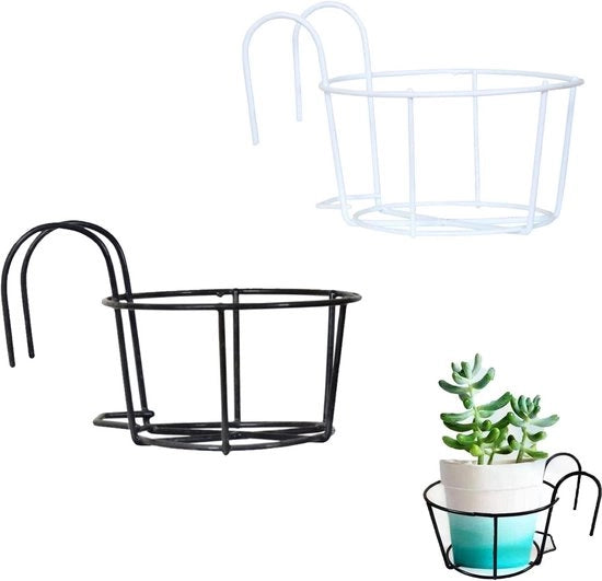 Piantagione a forma di cerchio per balcone e giardino - 2 pezzi, metallo, cesto appeso, fissaggio per muro e cancello - vaso per piante, sostegno per fiori, struttura di sostegno (20 cm)