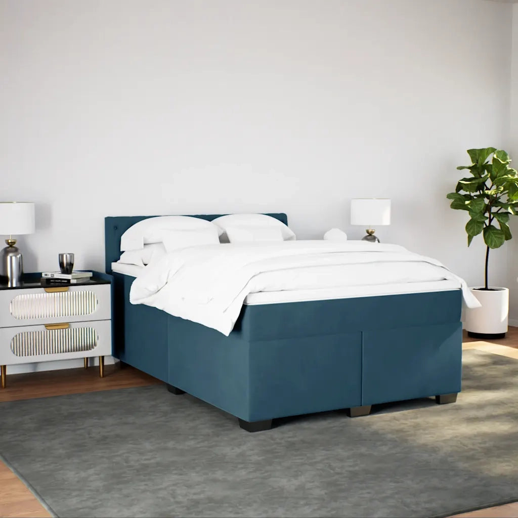 Giroletto a Molle con Materasso Blu 160x200 cm in Velluto 3288664